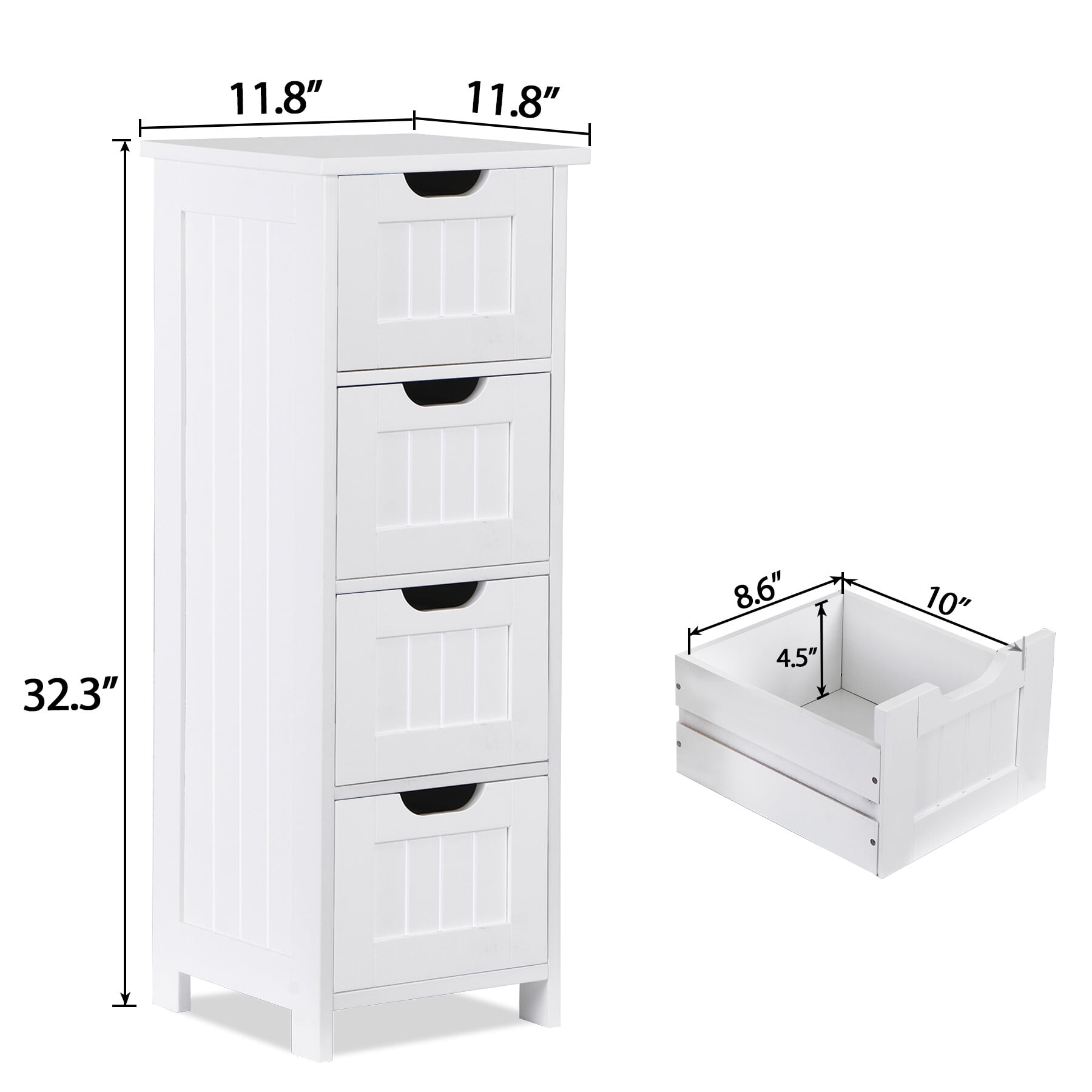 ZenStyle 4 Drawers Narrow Bathroom Storage Cabinet