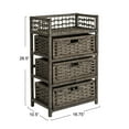 thumbnail image 2 of Household Essentials Woven 3 Drawer Chest with Cutout Handles, Paper Rope, Grey, 2 of 10
