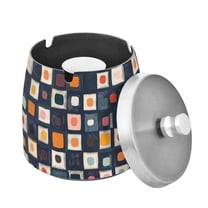 Yayeee Ashtray with Lid for Cigarette Smokeless Stainless Steel Home Ash Holder, Blue Circle Mosaic