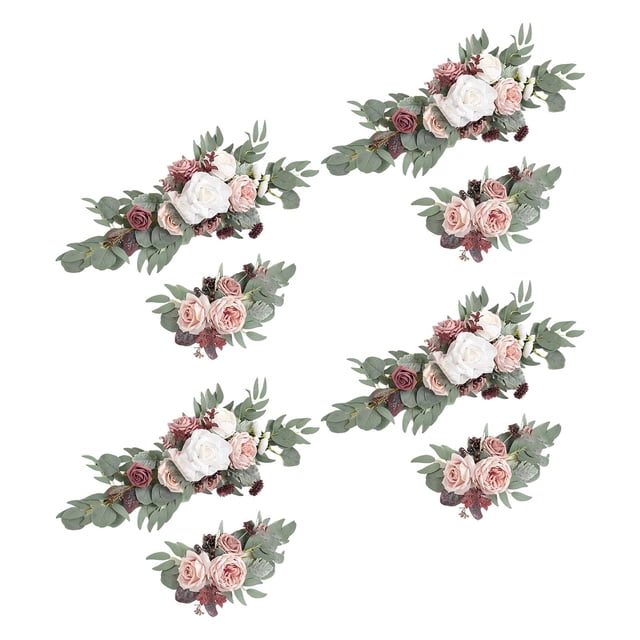 Guirnalda de flores artificiales para decoración de cenador, ceremonia y fondo de fiesta 4 4 Blanco Rosa Púrpura