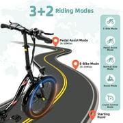 Elifine 500W Foldable Electric Bike, 20 x 3.0 Fat Tire Electric Bicycle Max. 19.8mph Commuter Ebike, 48V 10.4Ah Removable Battery UL 2849 with 5 Riding Modes Electric Bike for Men Women Senior