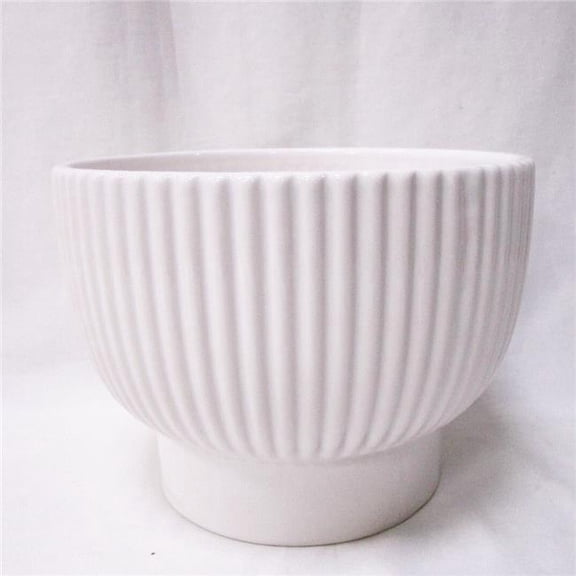 MDR Trading Inc. AI-CE16-300_Q01 Shiny White Ribbed Dolomite Planter