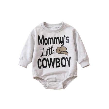 

Vera Natura Baby Boys Autumn Casual Romper Gray Long Sleeve O Neck Letter Hat Print Playsuit