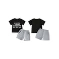thumbnail image 2 of Loicainy Toddler Baby Boy Summer Outfits 6 12 18 24 Months 2T 3T 4T Letter Print Short Sleeve T-shirts and Solid Shorts 2 Piece Clothes Set, 2 of 9