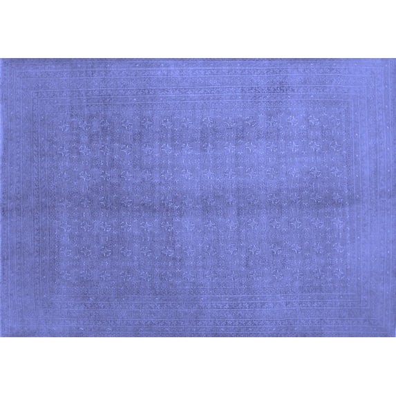 Ahgly Company Machine Washable Indoor Rectangle Abstract Blue Contemporary Area Rugs, 6' x 9'