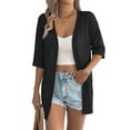 thumbnail image 3 of Cardigan Sweaters for Women Open Front Cropped Crochet Beach Cover Ups Black S, 3 of 9