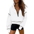 thumbnail image 1 of Sudadera PRETTYGARDEN 2025 Otoño Cropped Half Zip Hoodie M Blanca, 1 of 8
