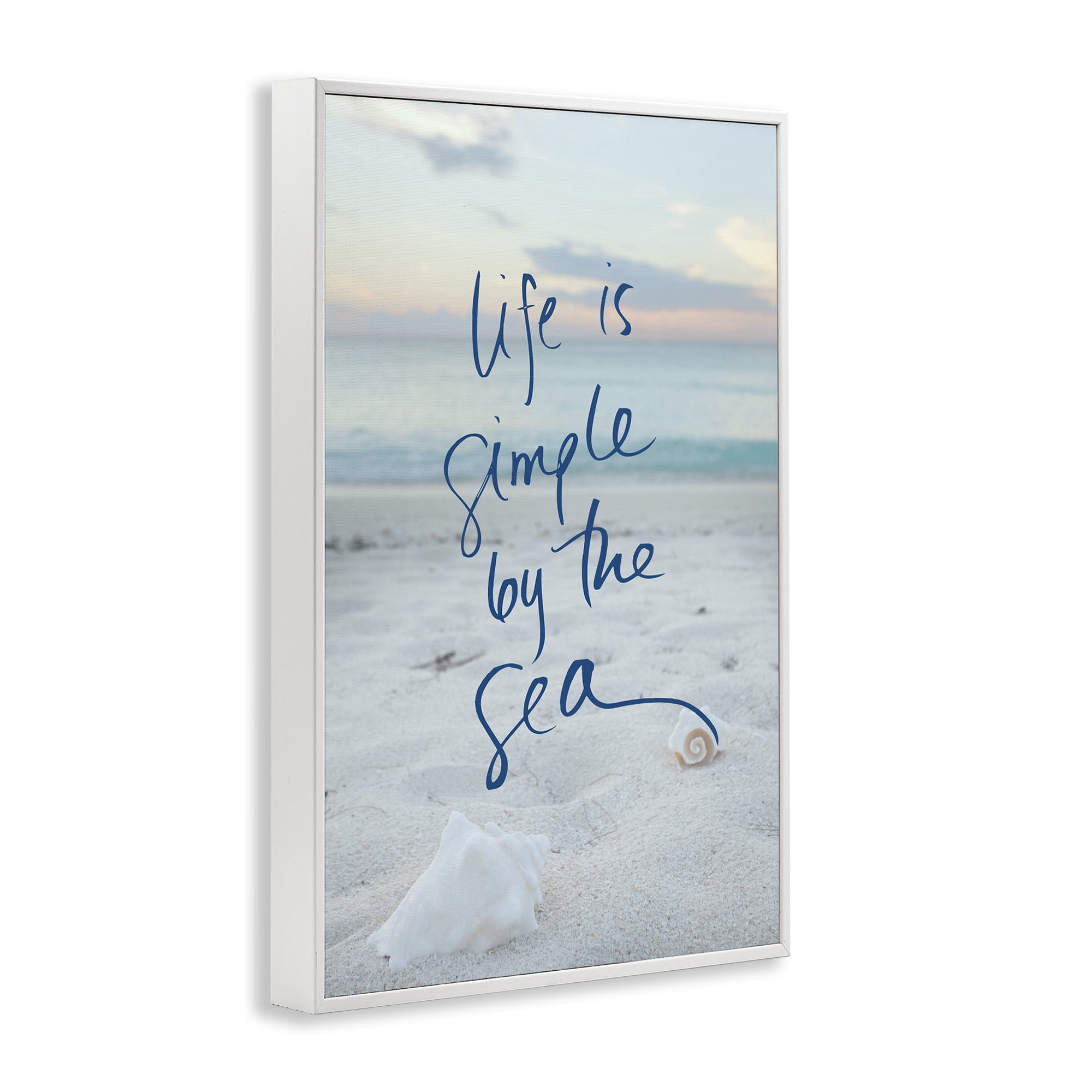 Stupell Industries Simple By The Sea Coastal Painting White Framed Art Print Wall Art, 16 x 24