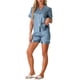 thumbnail image 2 of Conjuntos de pijama para mujer INSPIRE CHIC de manga corta con botones y pantalones cortos, conjuntos de lounge 2XL gris azul, 2 of 5