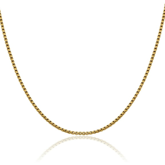 14K Solid Yellow Gold 3.6mm Round Box Link Chain Necklace