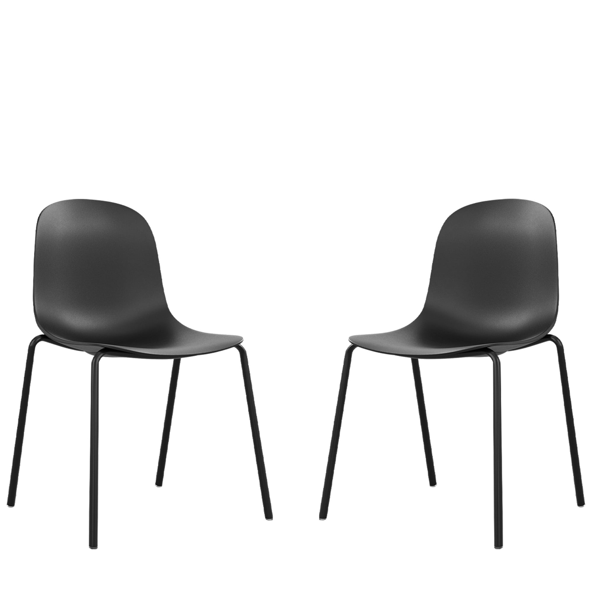 MAYEERTY Black Set of 4 Modern Stackable Plastic Waterproof Dining Chairs, Metal Legs, Indoor/Outdoor Use
