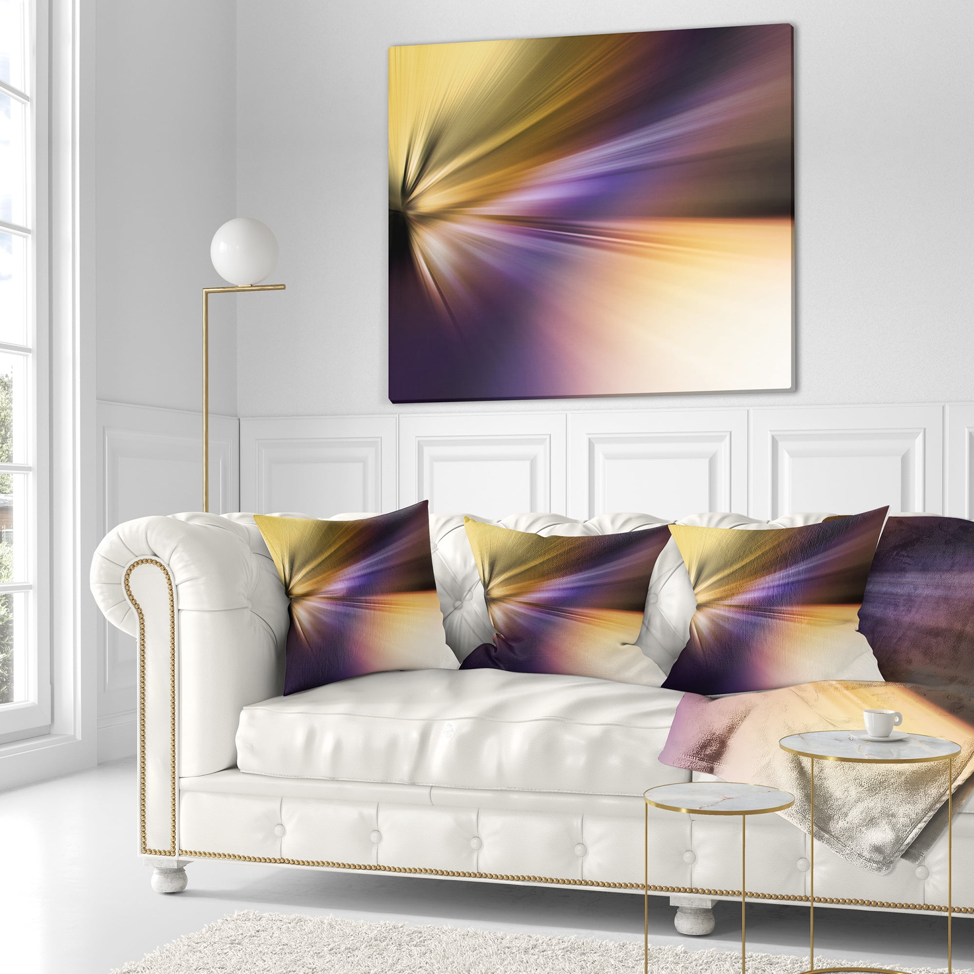 Designart Rays of Speed Purple Brown - Abstract Throw Pillow - 18x18