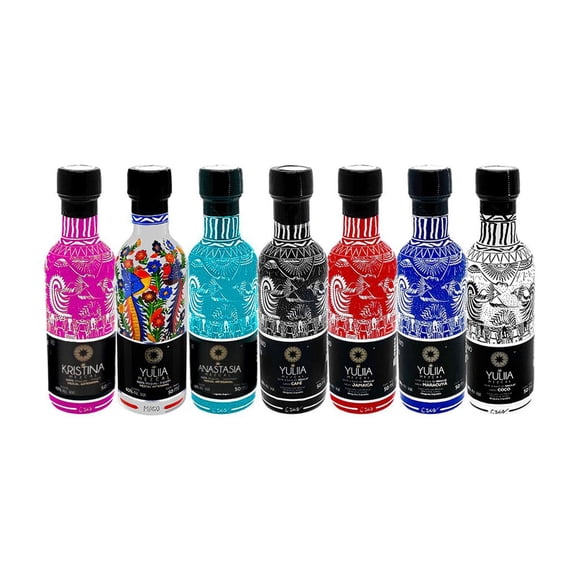 Set Licor de Mezcal Artesanal Yuliia 48°/40°/18° 7x50ml blanco Yuliia Estuche con licores y mezcales naturales