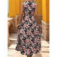 thumbnail image 4 of Women'S Summer Maxi Dress Floral Tie Front Casual Boho Beach Flowy Sundress Black L, 4 of 6