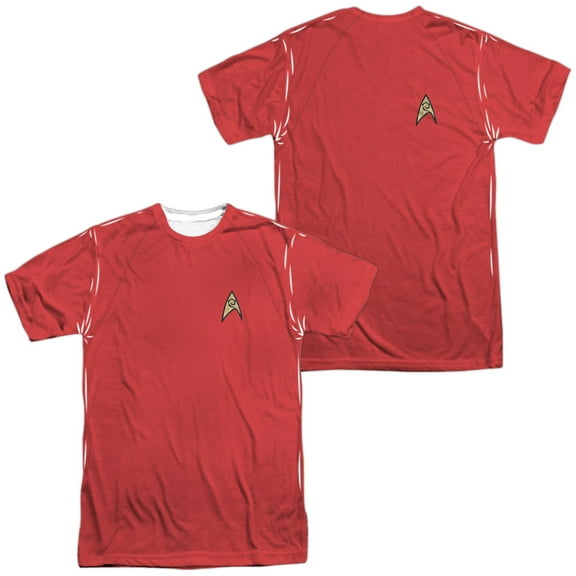 Star Trek TOS Red Shirt Unisex Adult Sublimated Costume T Shirt (Front/Back), X-Large