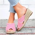 thumbnail image 1 of Zapatos de verano para mujer, zapatillas de playa de cabeza redonda con suela gruesa y tacón cruzado de tela vaquera Wmkox8yii ytu6605, 1 of 9