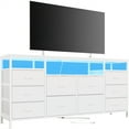 thumbnail image 1 of TV Stand with 10 Fabric Drawers for 65 70 75 Inches TV, 63" W Entertainment Center TV Console Table with LED Lights & Power Outlets & Open Storage Shelves, 1 of 8