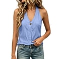 thumbnail image 2 of Noric Women's Halter Tank Tops Sleeveless Summer Casual Cotton Linen V Neck Loose Fit Tops, 2 of 7
