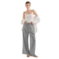 thumbnail image 3 of SWQZVT Women's Linen Wide Leg Pants High Waisted Palazzo Lounge Pants Drawstring Elastic Waist Casual Summer Beach Vacation Pants with Pockets, 3 of 6