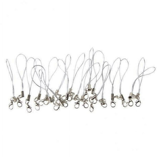 de 3 a 5 unidades de 20 unidades de llaveros para teléfono móvil, colgantes de cuerda para bricolaje, color plateado 7cm