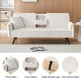thumbnail image 3 of Aukfa Corduroy Futon Convertible Sofa Bed, 2 Cup Holders& Pillow, Straight-line Tufted, Beige, 3 of 9