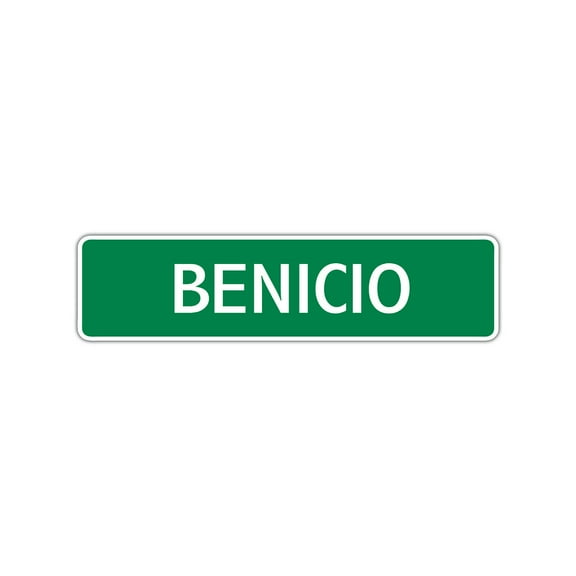 Benicio Boys Children Name Letter Printed Label Indoor Outdoor Unique Novelty Wall Plaque Decoration Aluminum Metal Sign 4"x13.5"