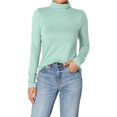 thumbnail image 1 of TheMogan Women's S~3X Essential Soft Jersey Ruched Turtle Neck Long Sleeve Slim Fit Top, 1 of 7