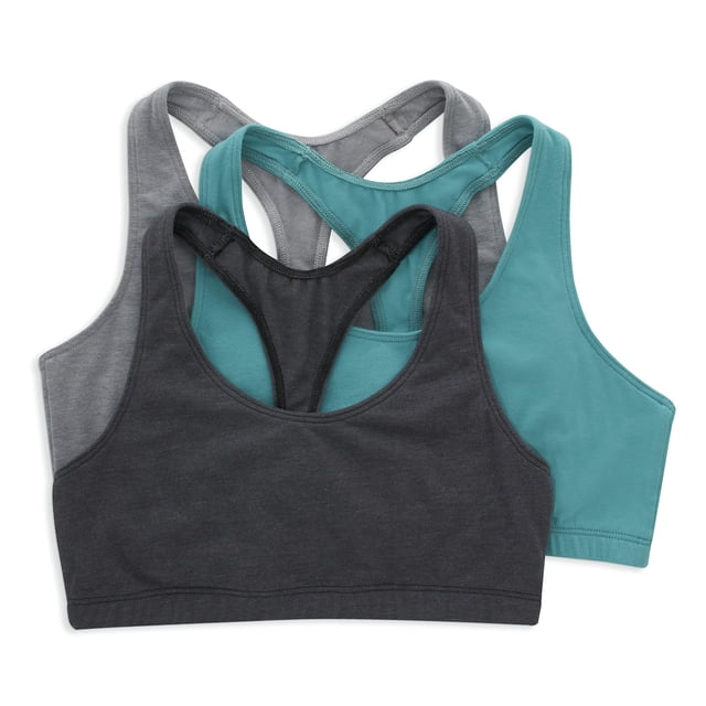 Pack de bralette Hanes, tejido de algodón elástico con espalda cruzada, paquete de 3