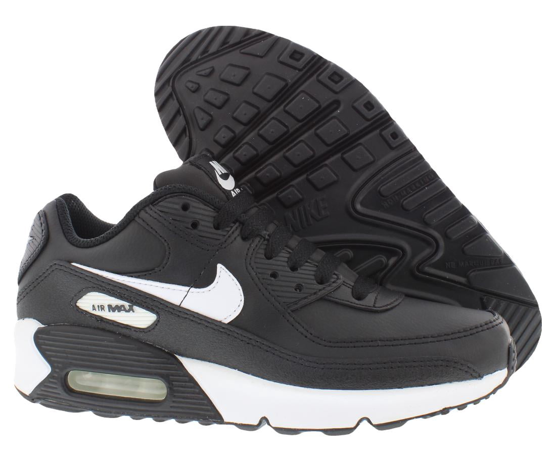 Nike Air Max 90 Leather GS Boys Shoes Size 6.5, Color: Black/White/Black