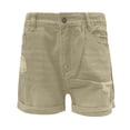 thumbnail image 4 of Conairie Womens Jean Shorts Slim Stretchy High Waisted Denim Shorts Vintage Washed Summer Trousers with Pockets Khaki XXL, 4 of 5