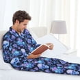 thumbnail image 6 of Honeii Skull blue crystal flower Pattern Mens Pajamas Set,2pcs Men's Lounge Long Sleeve Sleep Shirt and Pajama Bottoms Sleepwear Set,Mens Pjs Sets-X-Large, 6 of 7