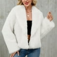 thumbnail image 5 of Sexlip Women Luxury Faux Fur Shaggy Corp Coats Fuzzy Jacket Lapel Outerwear for Party Dating Solid and Colorful Available White XL, 5 of 8