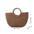 thumbnail image 3 of Handmade Straw Rattan Woven Semicircle Tote Bag, Summer Beach Handbag for Women, Portable Half-Moon Shape Shoulder Bag for Travel Vacation Daily Shopping, C, 3 of 7