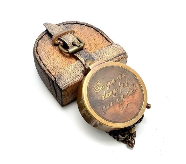 Personalised Engraved Pocket Compass Brass Nautical Compass, Handmade Compass
