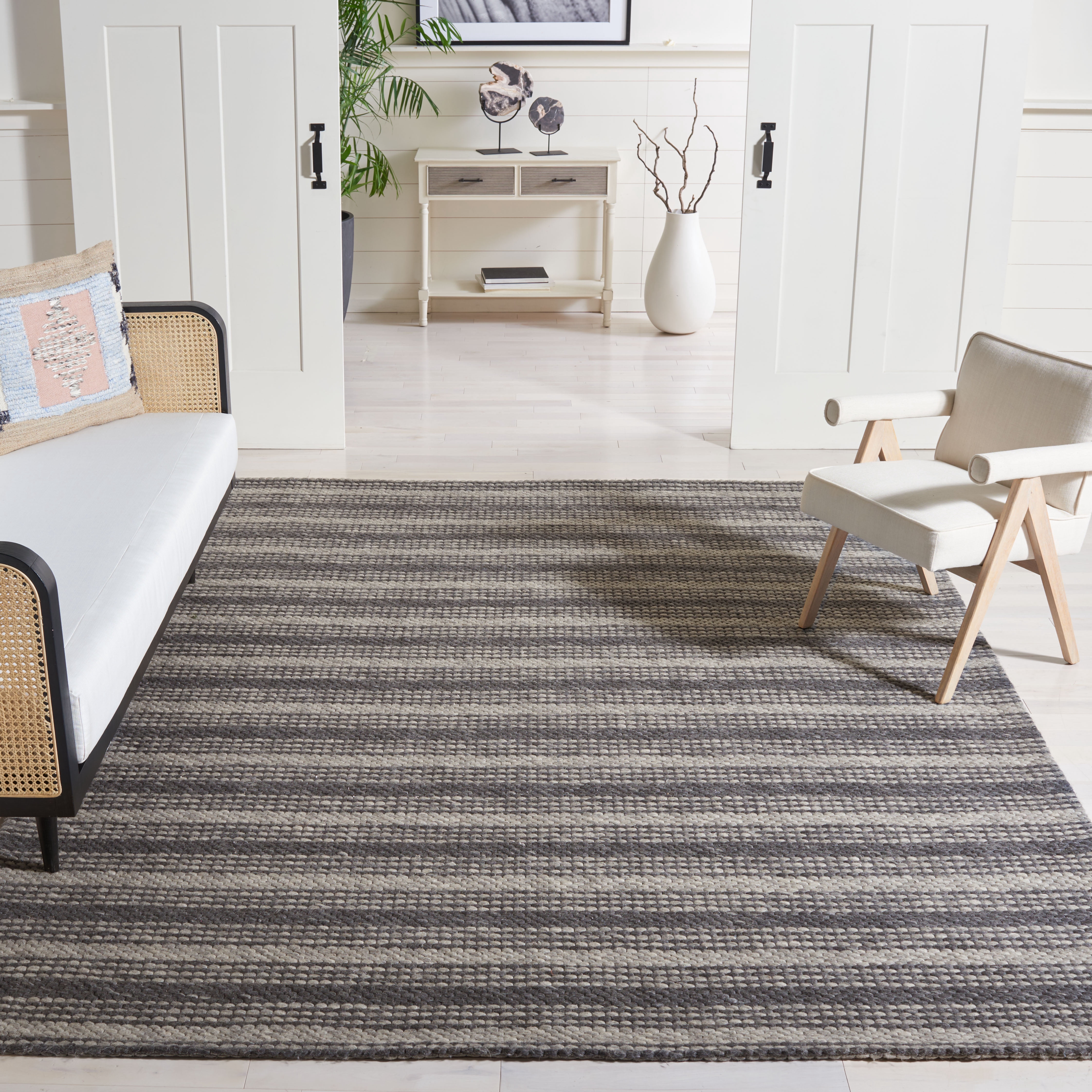 SAFAVIEH Marbella Christabella Striped Area Rug, Grey/Chocolate, 8' x 10'