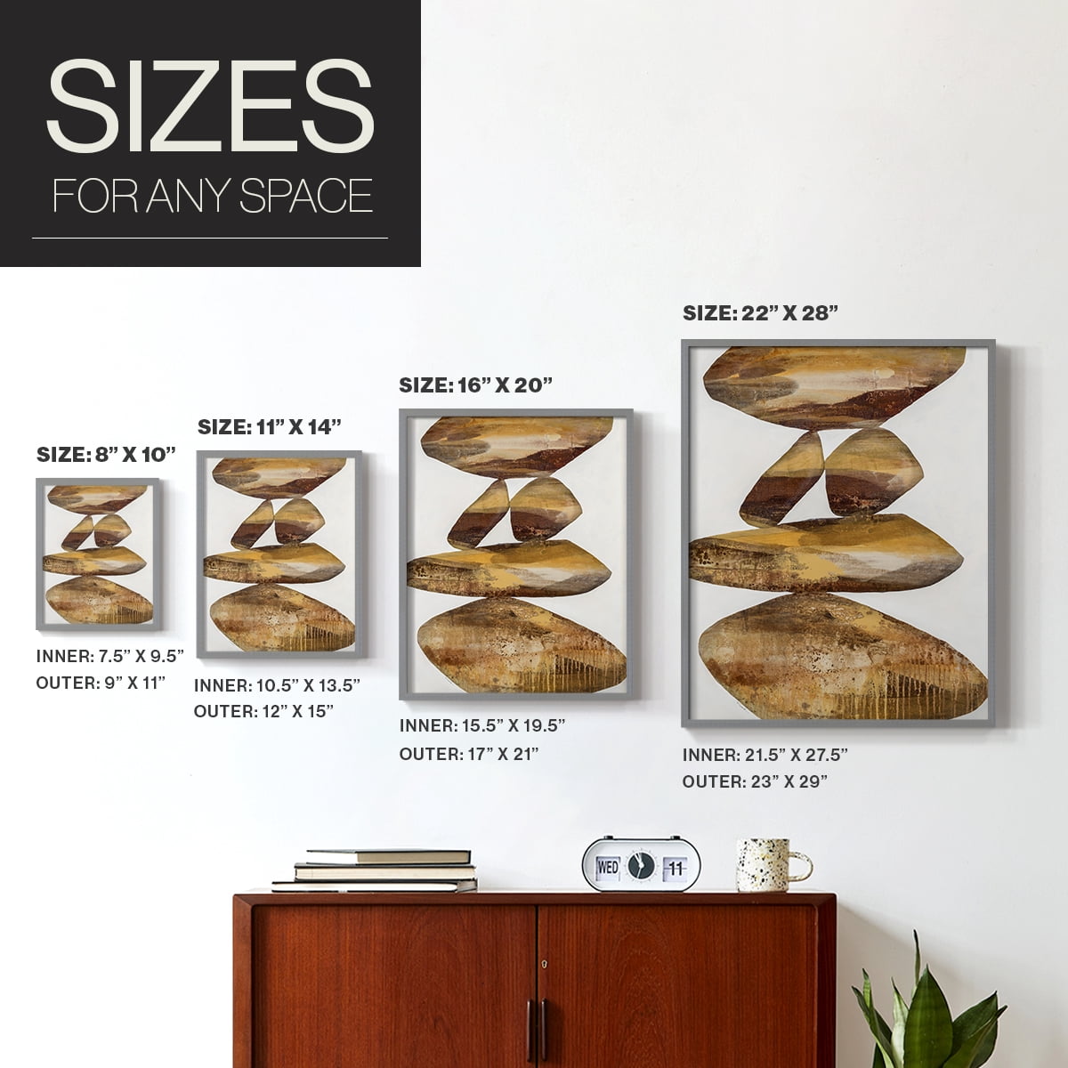 Rocks I in Gray Solid Wood 16 x 20 Framed Print