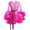 Rose red, variant on Luxurious Women's See Through Mesh Kimono Robe Faux Furs Trim Long Sleeve Chemise Dressing Gown Sheer Lingerie Sleepwear