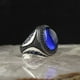 thumbnail image 1 of Anillo geométrico de plata envejecida con zafiro de patrón vintage (talla L) Sincero Electrónica, 1 of 3