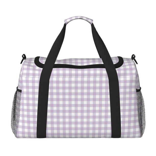 Disketp Purple Checkboard Bolsa de Viaje Tipo Duffle, Bolso de Mano para Fin de Semana para Mujer, Bolsa de Gimnasio Ligera para Hombre, Esencial para Viajes