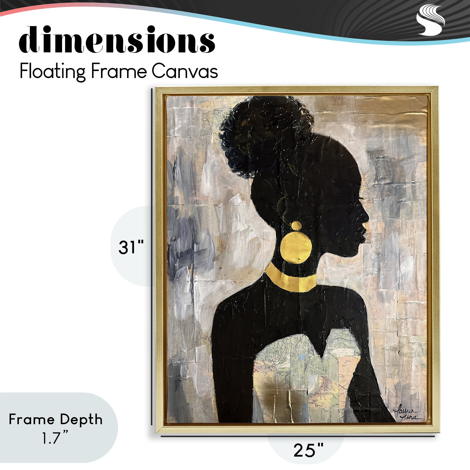 Stupell Industries Elegant Fashion Silhouette Gold Framed Floater Canvas Wall Art, design by Lauren Luna