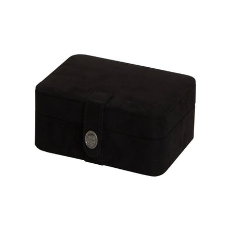 Fabric Jewelry - Mele & Co. Giana Black Plush Fabric Jewelry Box with Lift Out Tray - 7.38W x 2.38H in.