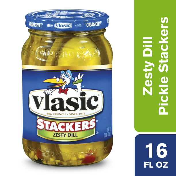 Vlasic Stackers Zesty Dill Pickles, Keto Friendly, 16 FL OZ Walmart