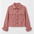 thumbnail image 4 of Women's Corduroy Jacket Button Down Cropped Shacket with Flap Chest Pockets Casual Fall Lightweight Jackets, 4 of 4