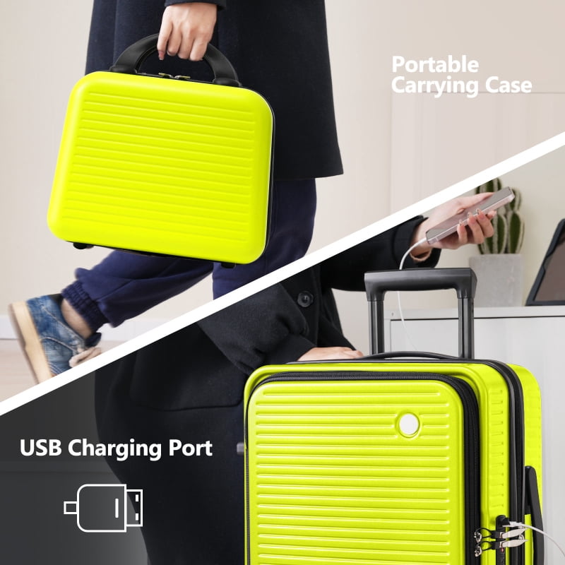 Carry-on Luggage 20 Inch Front Open Luggage Lightweight Suitcase with Front Pocket and USB Port, 1 Portable Carrying Case