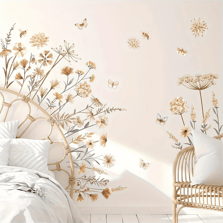 Boho Daisy Wall Decals - Removable Flower Stickers For Nursery, Bedroom, Living Room
