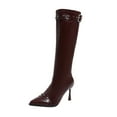 thumbnail image 2 of Wowcloth Women's Pointed Toe Knee-High Boots – Fashionable Metal Buckle with Stiletto Heel, Available in Large Sizes for Casual Autumn Winter Wear, 2 of 9