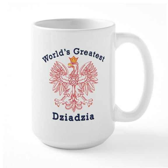 CafePress - World's Greatest Dziadzia Red Eagle Large Mug - 15 oz Ceramic Large White Novelty Mug