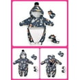 thumbnail image 2 of Infant Baby Winter Snowsuit Toddler Hoodied Double Zipper Romper Jumpsuit with Gloves Mittens& Foot Cover Down Coat Winter Clothes for Boys Girls（0-24 Months）,Navy Blue,18-24 Months, 2 of 6