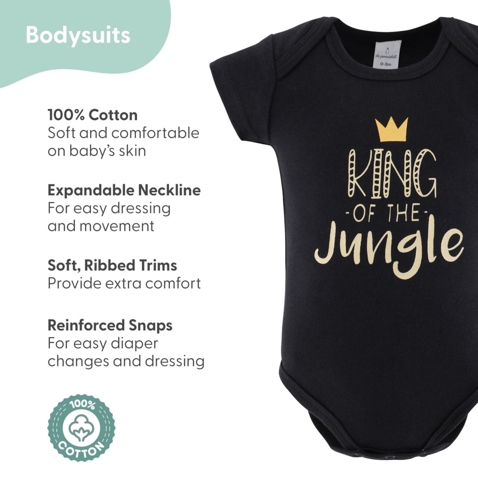 The Peanutshell Newborn Layette Gift Set for Baby Boys, King of the Jungle, 16 Essential Pieces, 0-3 Months