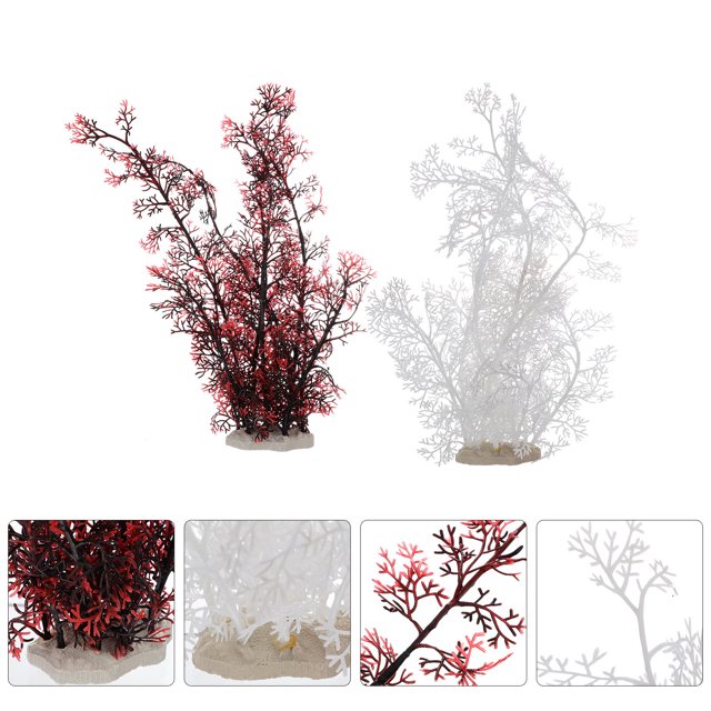 OUNONA Assorted Color Artificial Underwater Grass for Aquatic Decoration in Fish Tanks 2pcs PE Ceramic